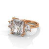 4.05 CT Radiant Cut Lab-Grown Diamond Three-Stone Ring with Trapezoid Side Stones