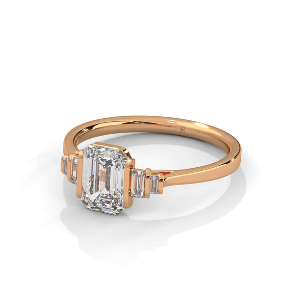 1.36 Ct Total Emerald Cut CVD Lab-Grown Diamond Three-Stone Ring
