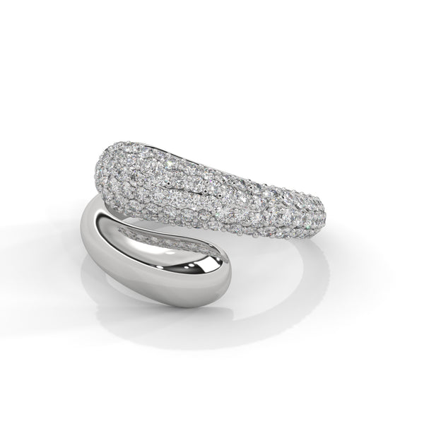 1.12 CT Round Lab-Grown Diamond Pave Wrap Designer Ring