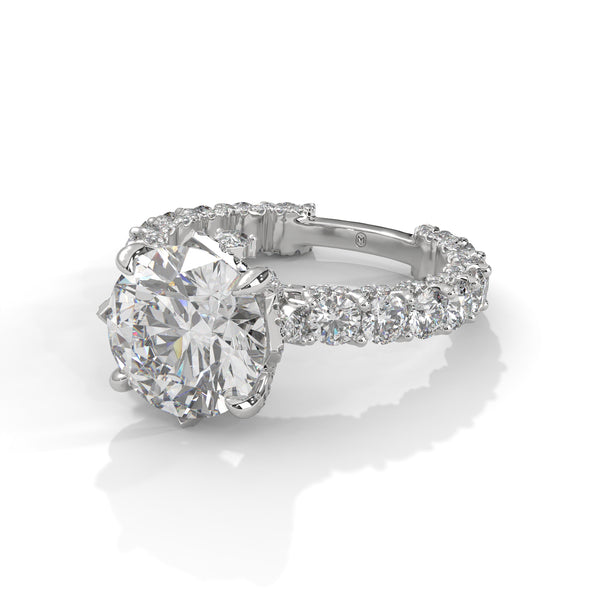 6.89 CT Round Lab-Grown Diamond Solitaire Ring with Pave Band