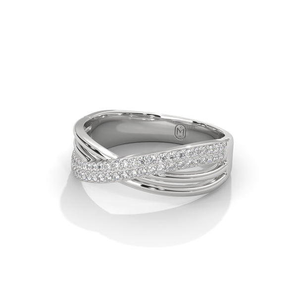 0.27 CT Round Lab-Grown Diamond Criss-Cross Pavé Designer Ring