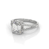 1.93 CT Emerald Cut Lab-Grown Diamond Split Shank Ring with Round Pave Accents