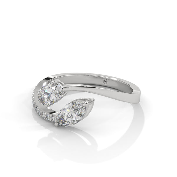 1.10 CT Marquise & Oval Lab-Grown Diamond Open Wrap Ring