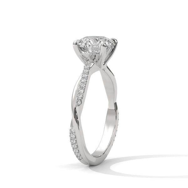2.16 CT Total Round Cut Lab-Grown Diamond Twisted Pave Engagement Ring