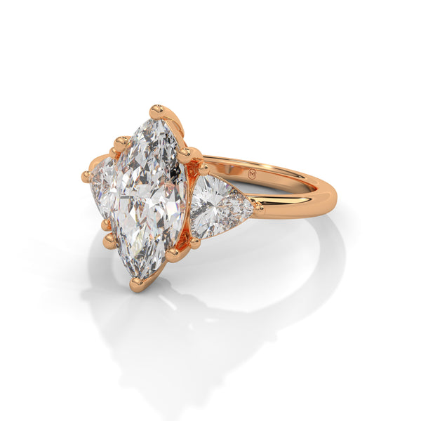 4.10 CT Marquise Cut Lab-Grown Diamond Three-Stone Ring with Side Accents