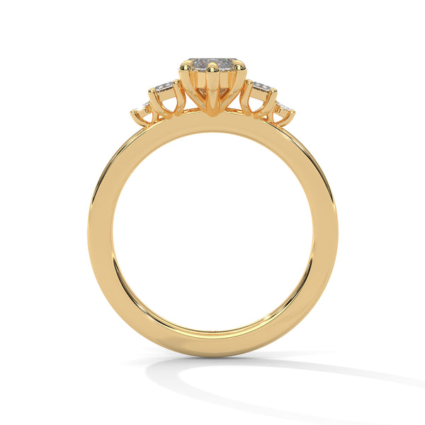 1.85 CT Marquise Cut Lab-Grown Diamond Three-Stone Ring with Emerald & Round Accents