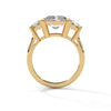 4.05 CT Radiant Cut Lab-Grown Diamond Three-Stone Ring with Trapezoid Side Stones