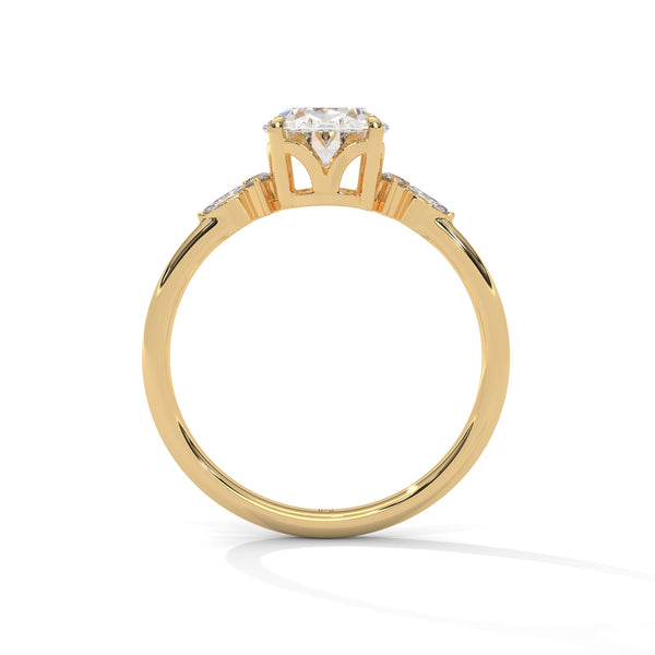 2.11 CT Oval Lab-Grown Diamond Three-Stone Ring with Marquise & Round Accents
