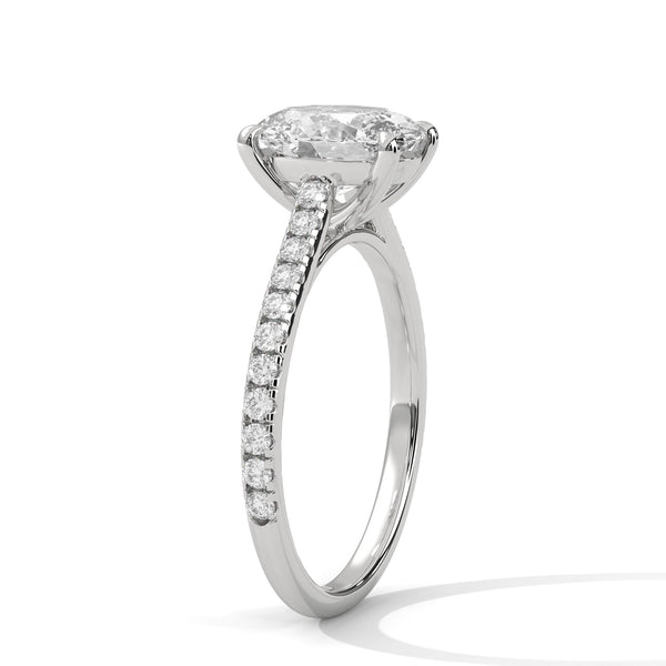 1.04 CT Oval Cut Lab-Grown Diamond Pave Engagement Ring