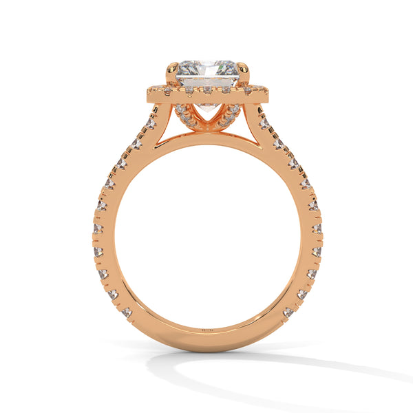 3.33 CT Radiant Cut Halo Lab-Grown Diamond Ring with Round Accent Diamonds
