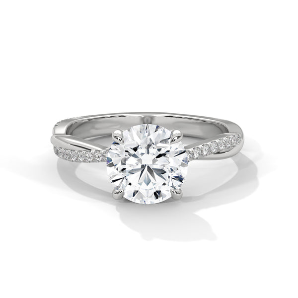 2.16 CT Total Round Cut Lab-Grown Diamond Twisted Pave Engagement Ring