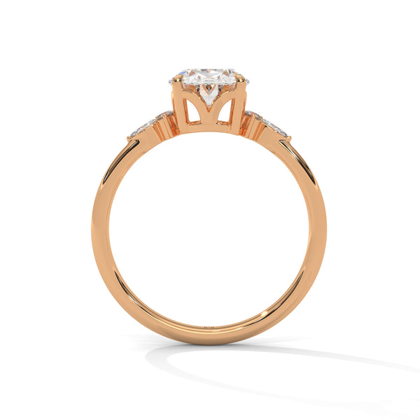 2.11 CT Oval Lab-Grown Diamond Three-Stone Ring with Marquise & Round Accents