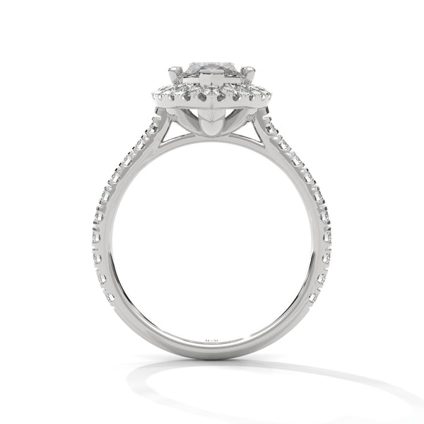 2.72 CT Pear & Round Lab-Grown Diamond Halo Engagement Ring