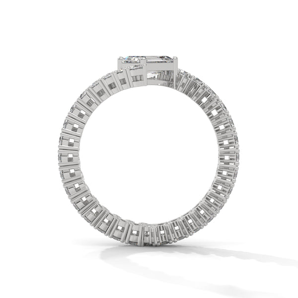 2.97 CT Emerald & Round Lab-Grown Diamond Designer Eternity Ring