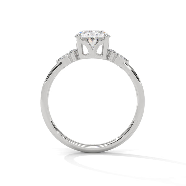 2.11 CT Oval Lab-Grown Diamond Three-Stone Ring with Marquise & Round Accents