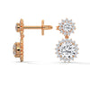 1.55 CT Round Halo Drop CVD Lab-Grown Diamond Earrings