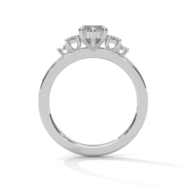 1.85 CT Marquise Cut Lab-Grown Diamond Three-Stone Ring with Emerald & Round Accents