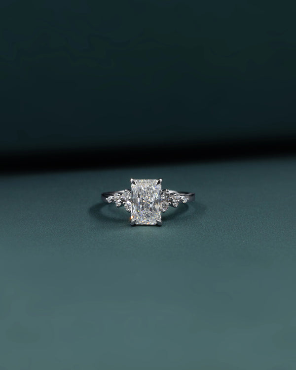 2.23 CTW Radiant Cut Floral Accent CVD Lab-Grown Diamond Engagement Ring