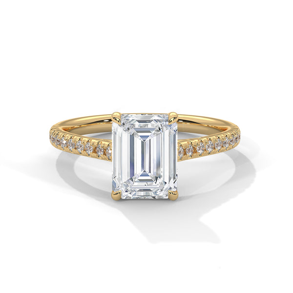 1.97 CT Emerald Cut Lab-Grown Diamond Pave Engagement Ring