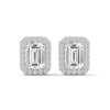 1.79 CT Emerald Cut Halo CVD Lab-Grown Diamond Stud Earrings