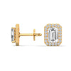 1.79 CT Emerald Cut Halo CVD Lab-Grown Diamond Stud Earrings