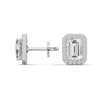 1.79 CT Emerald Cut Halo CVD Lab-Grown Diamond Stud Earrings