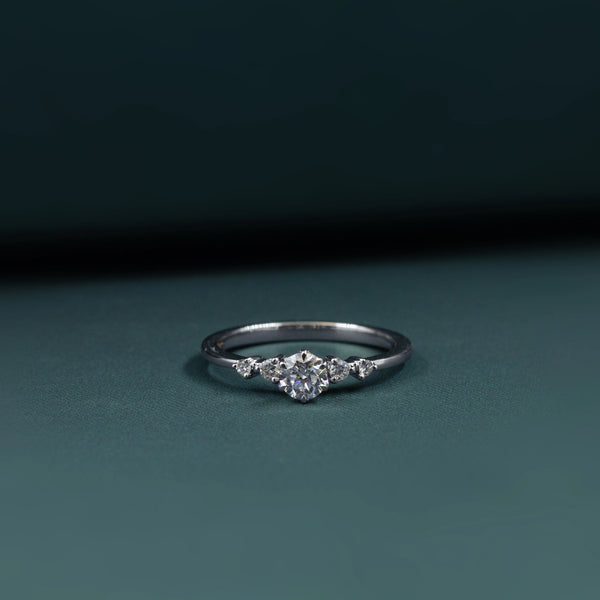 0.42 CT Round Cut Lab-Grown Diamond Three Stone Ring