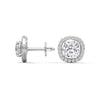 2.24 CT Cushion Cut Halo CVD Lab-Grown Diamond Stud Earrings