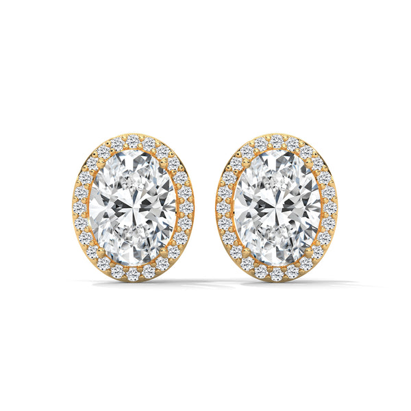 2.24 CT Oval Cut Halo CVD Lab-Grown Diamond Stud Earrings