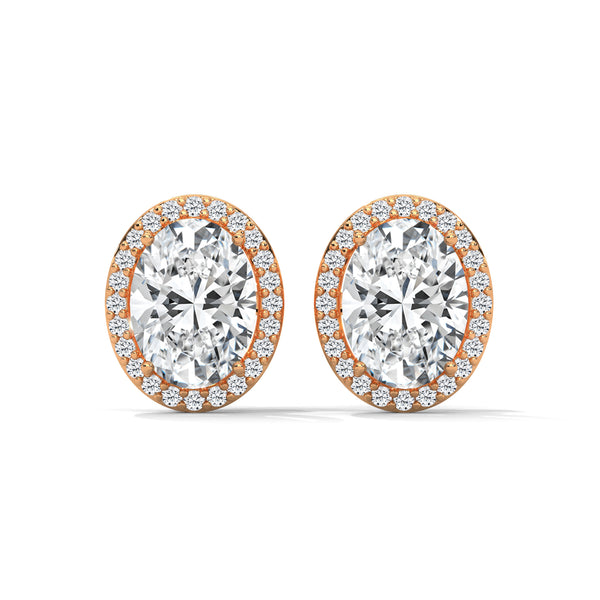 2.24 CT Oval Cut Halo CVD Lab-Grown Diamond Stud Earrings