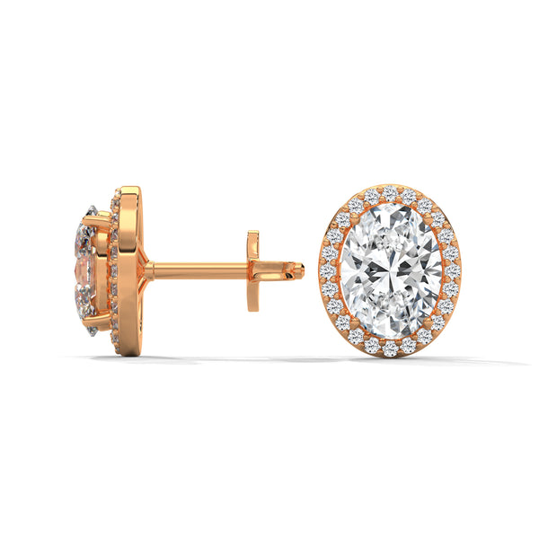2.24 CT Oval Cut Halo CVD Lab-Grown Diamond Stud Earrings