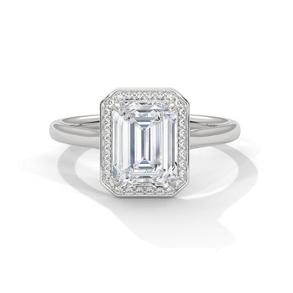 1.90 CT Emerald Cut Lab-Grown Diamond Halo Engagement Ring