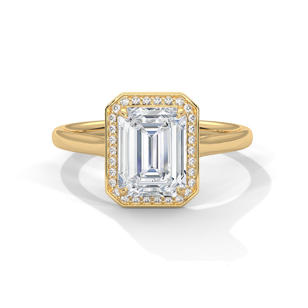 1.90 CT Emerald Cut Lab-Grown Diamond Halo Engagement Ring