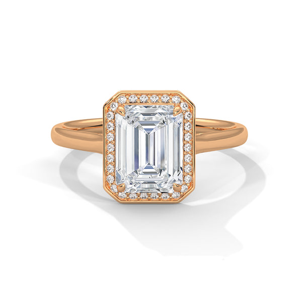 1.90 CT Emerald Cut Lab-Grown Diamond Halo Engagement Ring