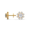 1.40 CT Round Brilliant Floral Halo CVD Lab-Grown Diamond Stud Earrings