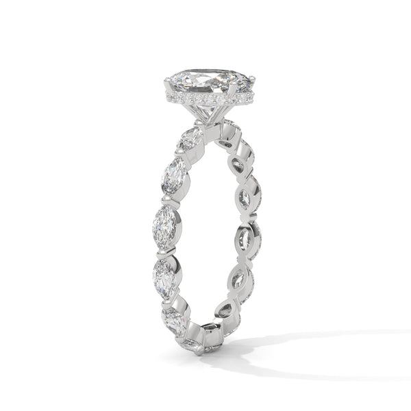 3.07 CT Oval & Round Lab-Grown Diamond Eternity Engagement Ring