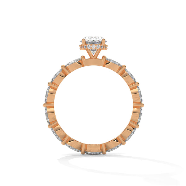 3.07 CT Oval & Round Lab-Grown Diamond Eternity Engagement Ring