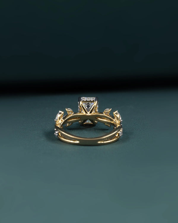 4.92 CTW Emerald & Pear Cut Lab-Grown Diamond Nature-Inspired Engagement Ring