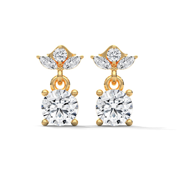 1.16 CT Round & Marquise Floral Drop CVD Lab-Grown Diamond Earrings