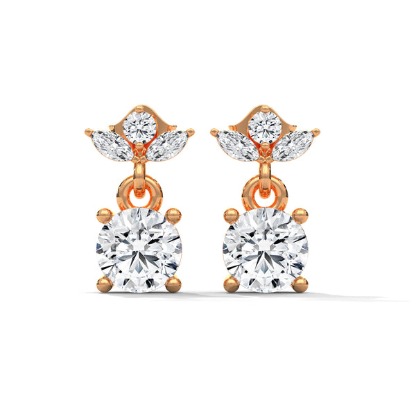 1.16 CT Round & Marquise Floral Drop CVD Lab-Grown Diamond Earrings