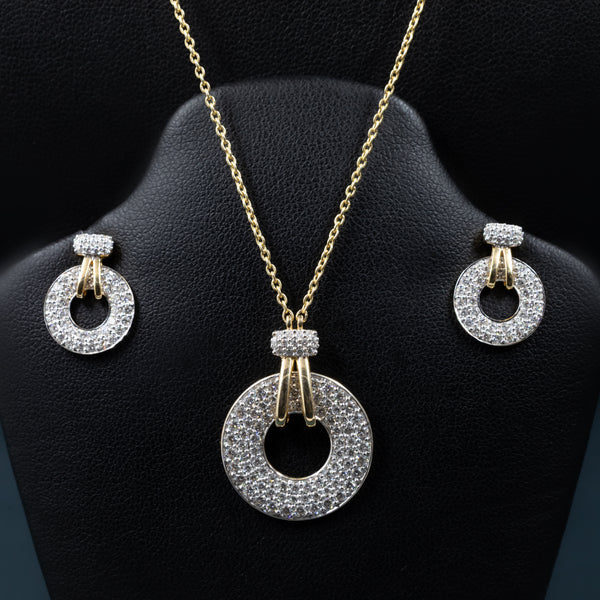 1.94 CTW Round CVD Lab-Grown Diamond Circle Pendant & Earring Set
