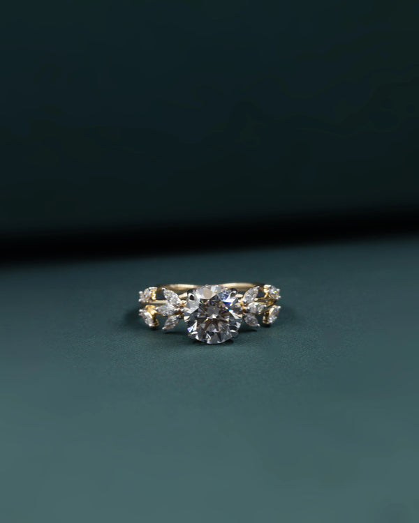2.56 CTW Round Brilliant Cut Floral Lab-Grown Diamond Engagement Ring