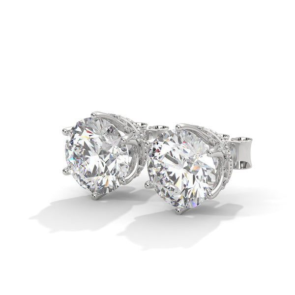 2.66 CT Round Brilliant CVD Lab-Grown Diamond Solitaire Stud Earrings