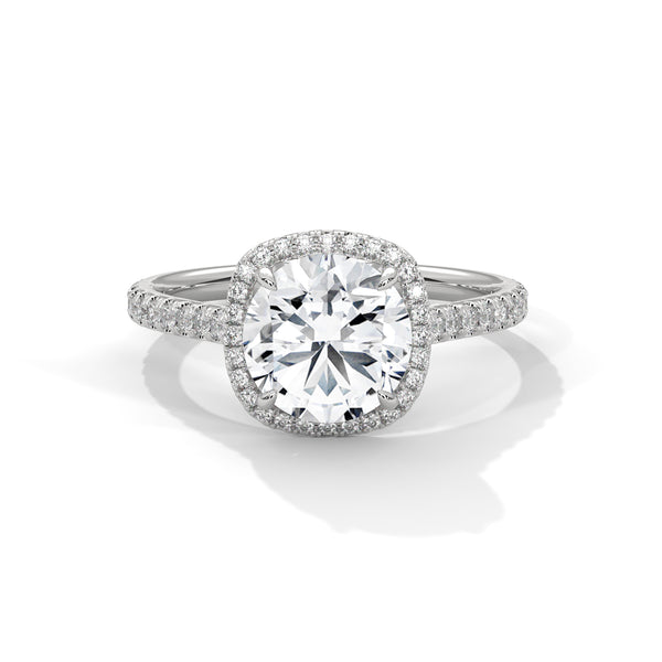 2.36 CT Total Round Cut Lab-Grown Diamond Cushion Halo Engagement Ring