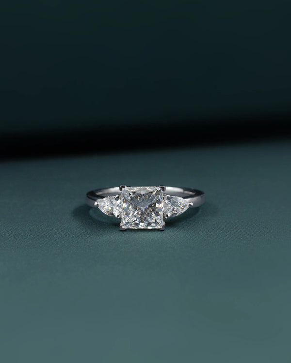 2.81 CTW Three Stone Princess & Pear Cut Lab-Grown Diamond Engagement Ring