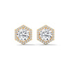2.02 CT Round Halo Hexagon CVD Lab-Grown Diamond Earrings