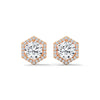 2.02 CT Round Halo Hexagon CVD Lab-Grown Diamond Earrings