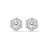 2.02 CT Round Halo Hexagon CVD Lab-Grown Diamond Earrings