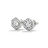 2.02 CT Round Halo Hexagon CVD Lab-Grown Diamond Earrings