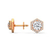2.02 CT Round Halo Hexagon CVD Lab-Grown Diamond Earrings